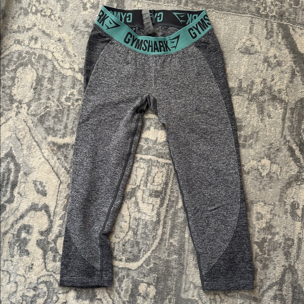 Gymshark Flex Cropped Leggings - Charcoal Marl/Dusky Teal